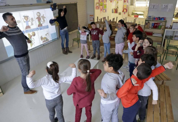 Alumnado del CP Buztintxuri durante una jornada escolar.