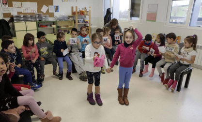 Alumnado del CP Buztintxuri durante una jornada escolar.