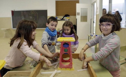 Alumnado del CP Buztintxuri durante una jornada escolar.