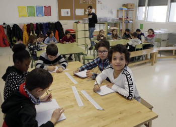 Alumnado del CP Buztintxuri durante una jornada escolar.