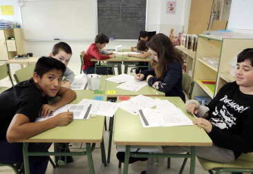 Alumnado del CP Buztintxuri durante una jornada escolar.