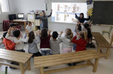 Alumnado del CP Buztintxuri durante una jornada escolar.