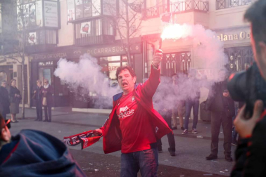 Imágenes de los aficionados rojillos en Soria, antes del partido contra el Numancia.