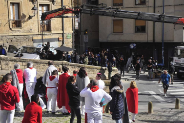 Tafalla se convierte en un plató de cine con rodaje de 'Line Walker'