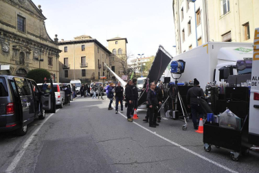 Tafalla se convierte en un plató de cine con rodaje de 'Line Walker'