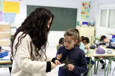 Alumnado del colegio Mendialdea I de Berriozar durante una jornada lectiva.