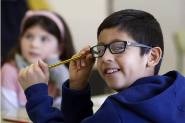 Alumnado del colegio Mendialdea I de Berriozar durante una jornada lectiva.