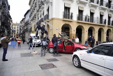 La grabación del filme, que ha arrancado a las 8 horas, ha cortado el tránsito peatonal de varias calles del Casco Viejo hasta las 20 horas