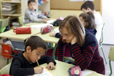 Alumando del CP Luis Gil de Sangüesa durante una jornada de clase.