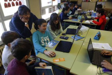 Alumando del CP Luis Gil de Sangüesa durante una jornada de clase.