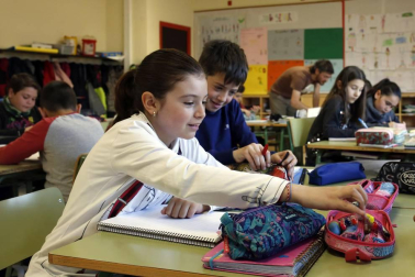 Alumnado del CP Beriáin durante una jornada de clase.