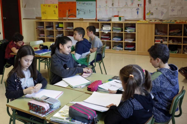 Alumnado del CP Beriáin durante una jornada de clase.