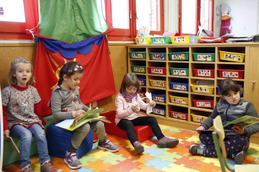 Alumnado del CP Beriáin durante una jornada de clase.