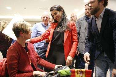Cerca de medio millar de personas acudieron al acto de campaña de la formación qye se celebró este lunes, 22 de abril, en el Hotel Iruña Park de la capital navarra.