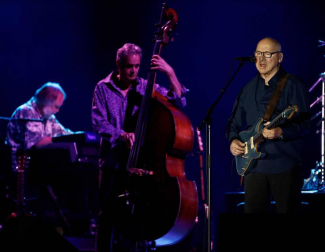 El músico, durante el concierto este domingo en Pamplona con su gira mundial 2019, en la que ya avanza parte del disco que saldrá a la luz en el mes de noviembre con el título 'Down the road wherever'.