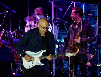 El músico, durante el concierto este domingo en Pamplona con su gira mundial 2019, en la que ya avanza parte del disco que saldrá a la luz en el mes de noviembre con el título 'Down the road wherever'.