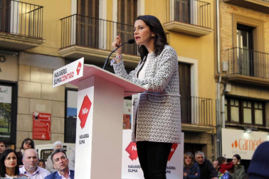 La portavoz nacional de Ciudadanos estuvo en la Plaza Consistorial junto a José Jacier Esparza este martes, 14 de mayo.