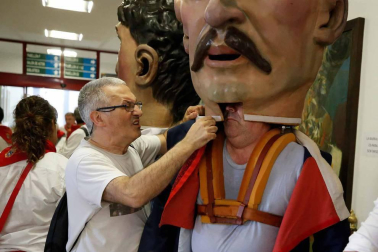 Salida de los gigantes y cabezudos de Pamplona, 9 de julio de San Fermín 2018