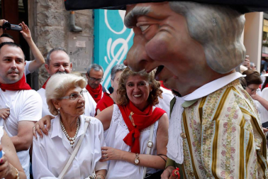 Salida de los gigantes y cabezudos de Pamplona, 7 de julio de San Fermín 2018