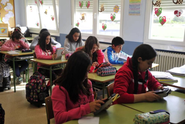 Alumnado del CP San Bartolomé de Marcilla durante una jornada lectiva.
