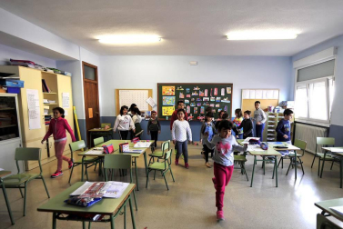 Alumnado del CP San Bartolomé de Marcilla durante una jornada lectiva.