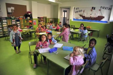 Alumnado del CP San Bartolomé de Marcilla durante una jornada lectiva.