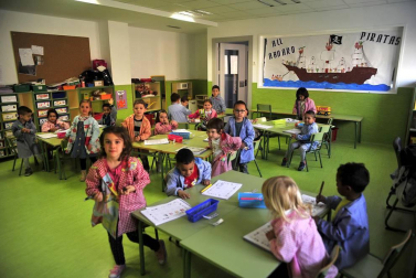 Alumnado del CP San Bartolomé de Marcilla durante una jornada lectiva.