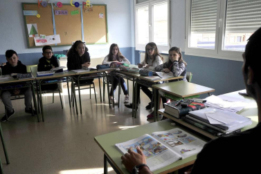 Alumnado del CP San Bartolomé de Marcilla durante una jornada lectiva.