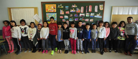 Alumnado del CP San Bartolomé de Marcilla durante una jornada lectiva.