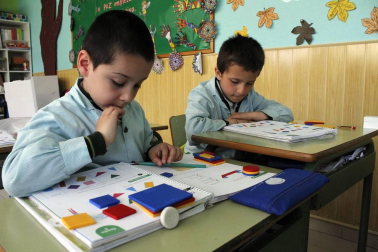 Alumnado del colegio Notre Dame-Fesd de Burlada durante una jornada lectiva.