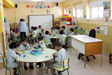 Alumnado del colegio Notre Dame-Fesd de Burlada durante una jornada lectiva.