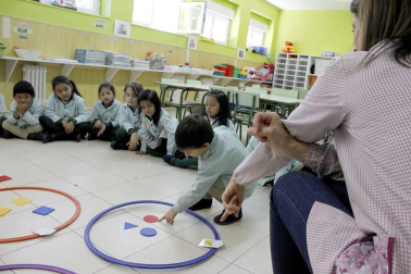 Alumnado del colegio Notre Dame-Fesd de Burlada durante una jornada lectiva.