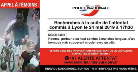 Imagen del autor del atentado en Lyon difundida por la policía francesa.