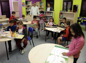 Alumnad el CP Francisco Javier Sáenz de Oiza de Cáseda durante una jornada de clase.
