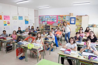 Alumnado del CP Griseras de Tudela durante una jornada de clase.