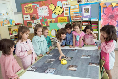 Alumnado del CP Griseras de Tudela durante una jornada de clase.