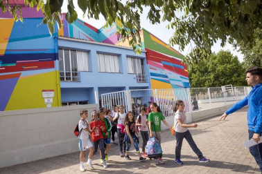 Alumnado del CP Griseras de Tudela durante una jornada de clase.