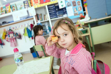 Alumnado del CP Griseras de Tudela durante una jornada de clase.