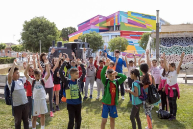 Alumnado del CP Griseras de Tudela durante una jornada de clase.