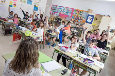 Alumnado del CP Griseras de Tudela durante una jornada de clase.