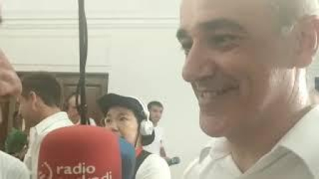 Primeras palabras de Jesús Garísoain tras lanzar el Chupinazo