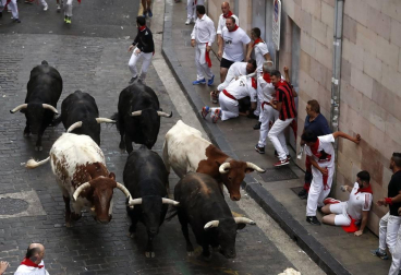 Imágenes del primer encierro de los sanfermines 2019 protagonizado por toros de Puerto de San Lorenzo.