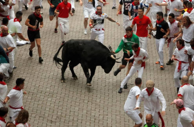 Imágenes del primer encierro de los sanfermines 2019 protagonizado por toros de Puerto de San Lorenzo.