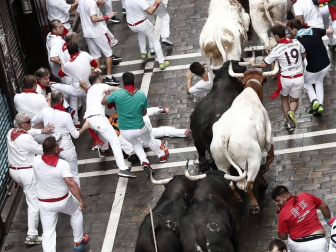 Imágenes del primer encierro de los sanfermines 2019 protagonizado por toros de Puerto de San Lorenzo.