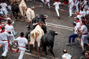Imágenes del primer encierro de los sanfermines 2019 protagonizado por toros de Puerto de San Lorenzo.