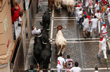 Imágenes del primer encierro de los sanfermines 2019 protagonizado por toros de Puerto de San Lorenzo.
