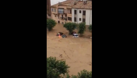 Tafalla y Pueyo han sido dos de las localidades más afectadas por las lluvias en este lunes negro, que ha dejado estampas impresionantes, con coches arrastrados, carreteras derrumbadas y ríos desbordados.