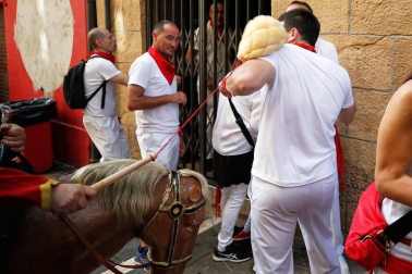 Fotos del recorrido de los gigantes y cabezudos de Pamplona del día 8 de julio de San Fermín 2019