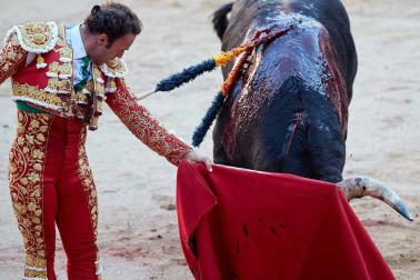 Fotos de la corrida con toros de la ganadería Victoriano del Río para los diestros El Juli, Antonio Ferrera y Pablo Aguado.