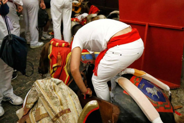 Fotos del recorrido de los gigantes y cabezudos de Pamplona del día 9 de julio de San Fermín 2019